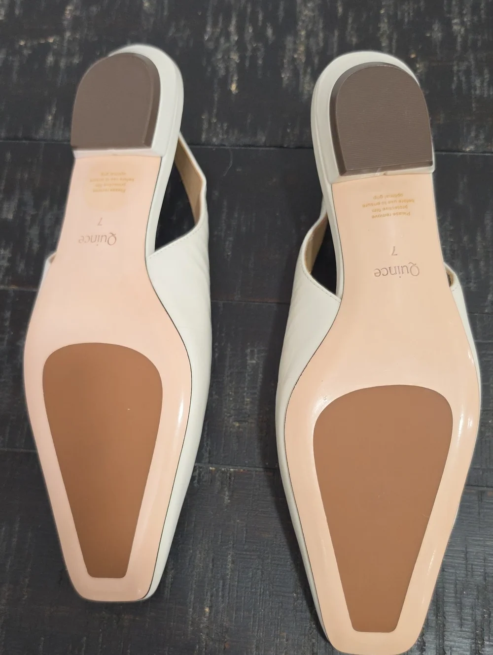 NWOB Quince Italian Leather Slingback Flat in Bone Size 7